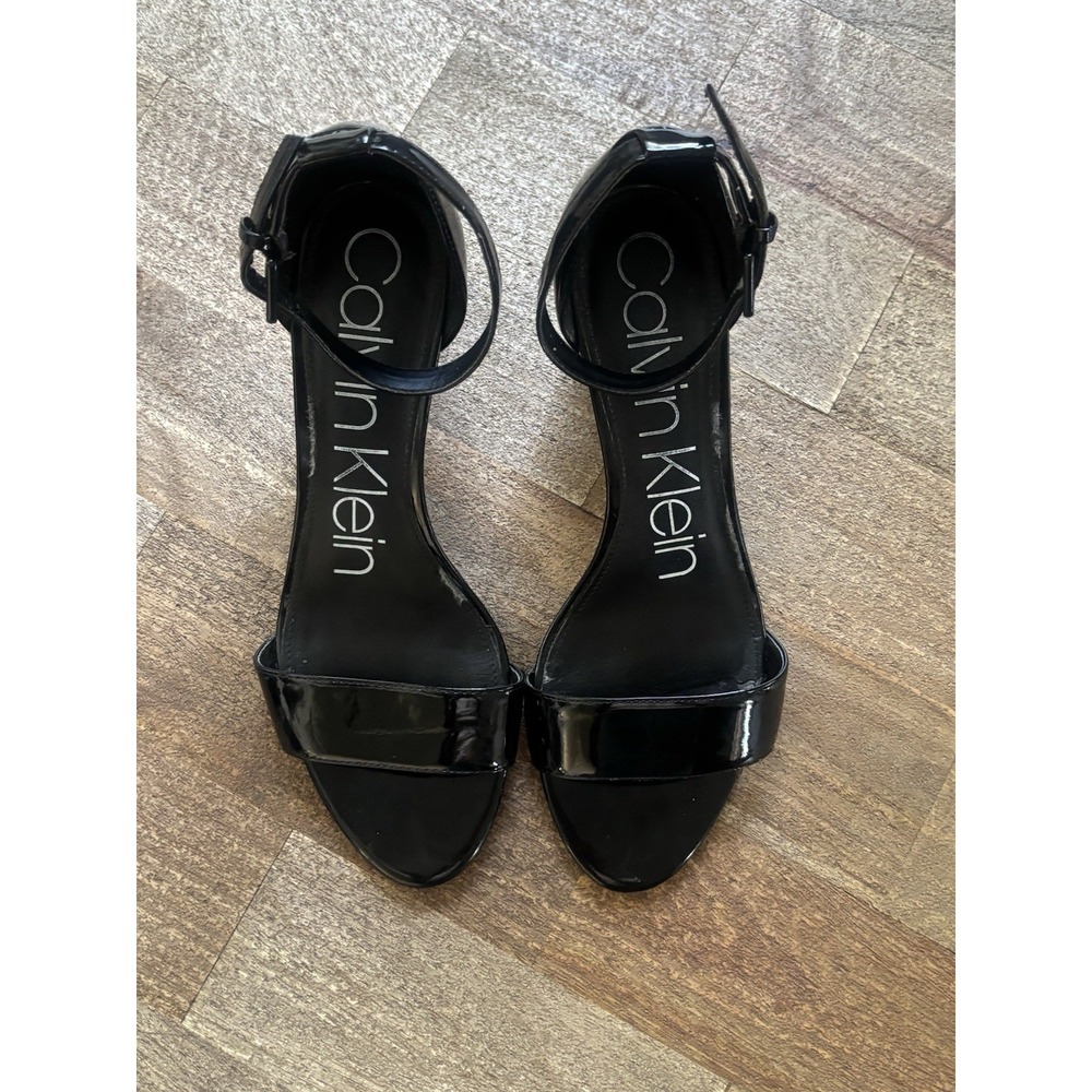 Calvin Klein Size US 7.5 M Senora‎ Black ankle Women's high heel sandals